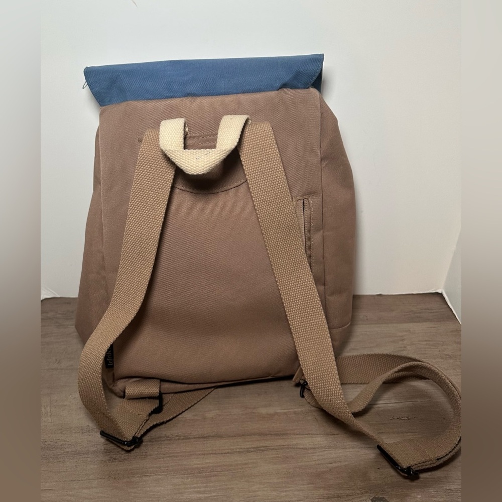 Lefrik Mini Backpack Navy &‎ Brown Drawstring Cord. - Picture 3 of 11